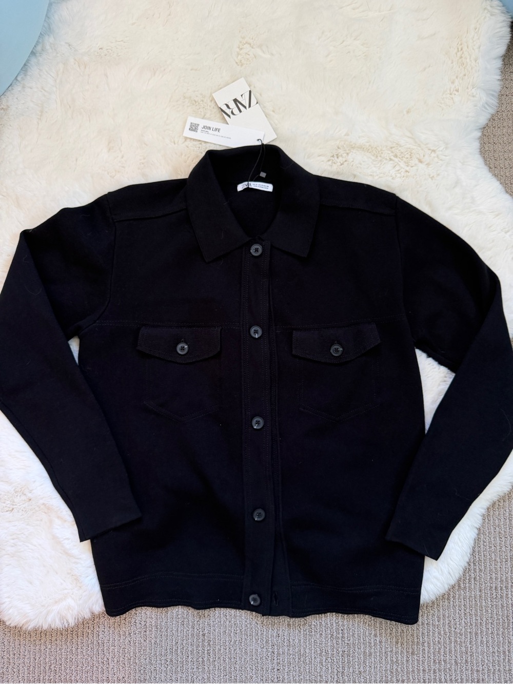 Zara Button-Up Knit Sweater Cardigan M - Black